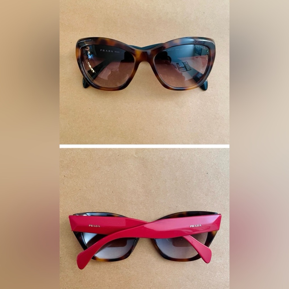 Prada POEME Collection Cateye Tortoise Shell Gradient Lens Sunglasses 02QS